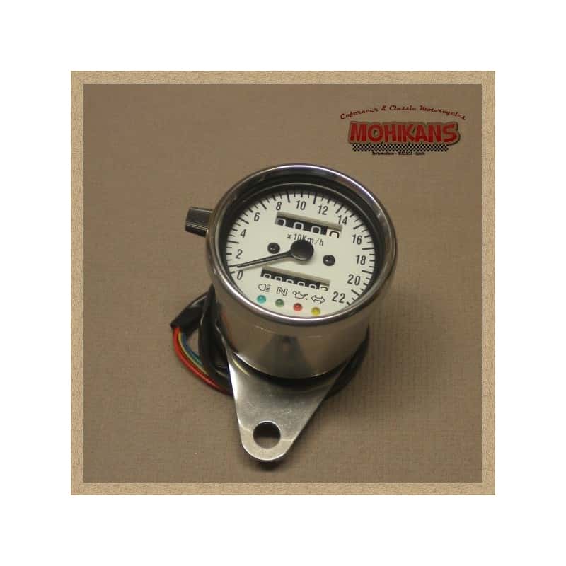 Mini velocímetro multifunción 220km/h fondo blanco